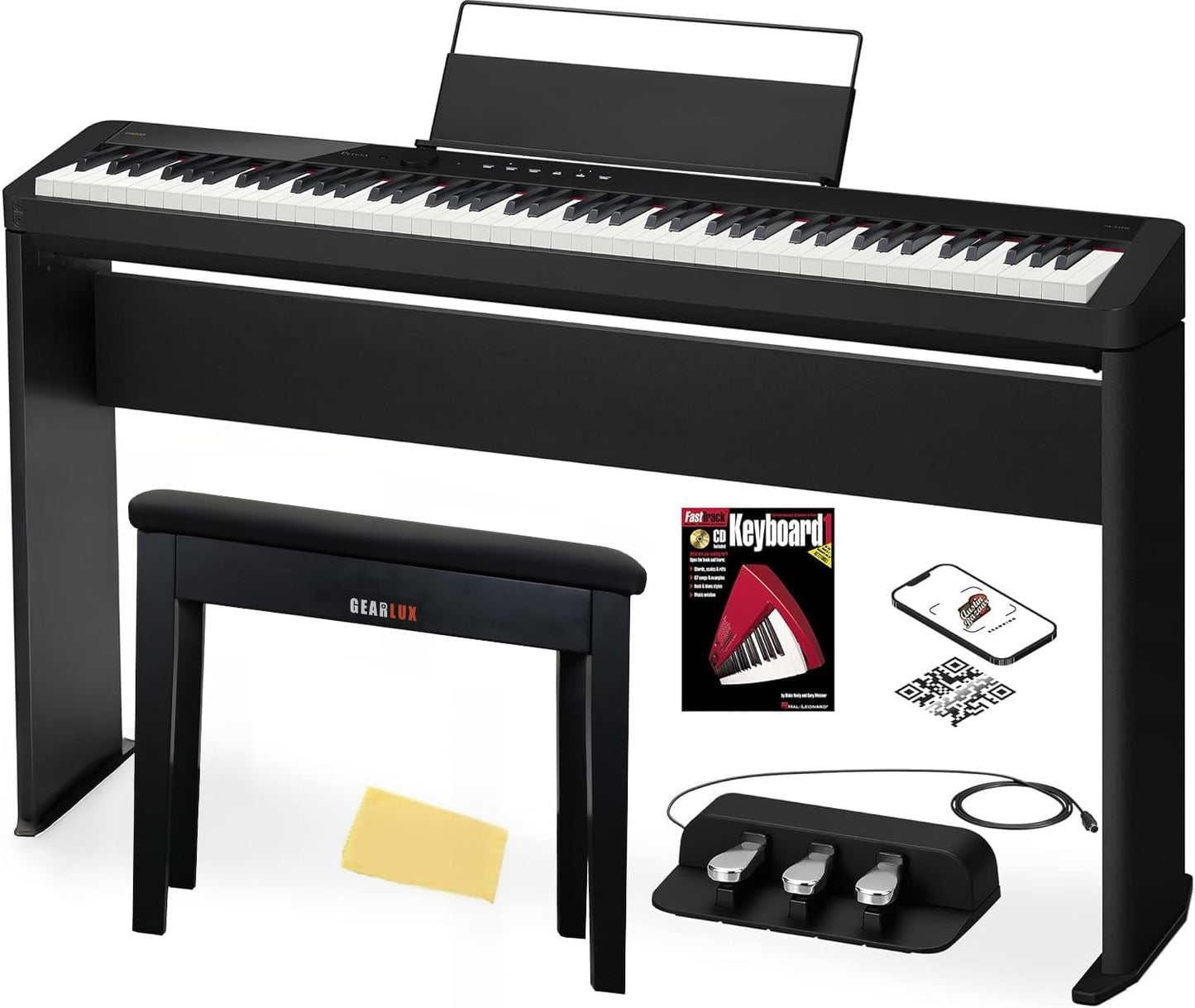 Casio PX-S1100 Privia Digital Piano Bundle with Stand and Pedals