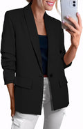 Happy Sailed Womens Long Sleeve Blazer - Slim Fit Office Jacket
