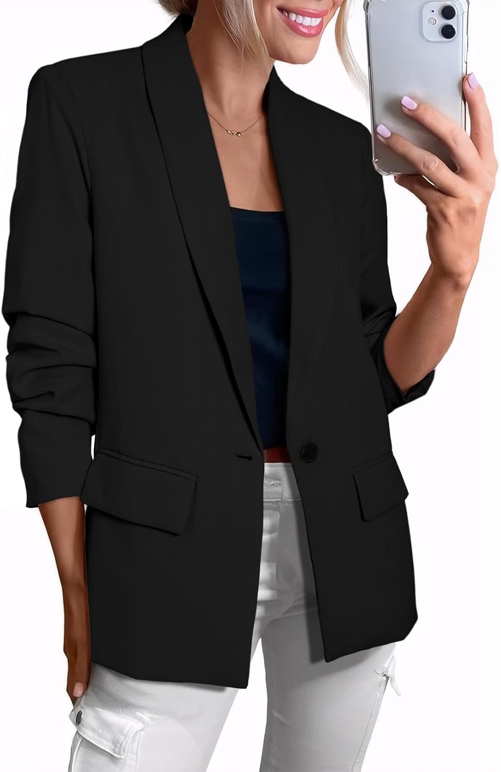 Happy Sailed Womens Long Sleeve Blazer for Office and Casual Wear