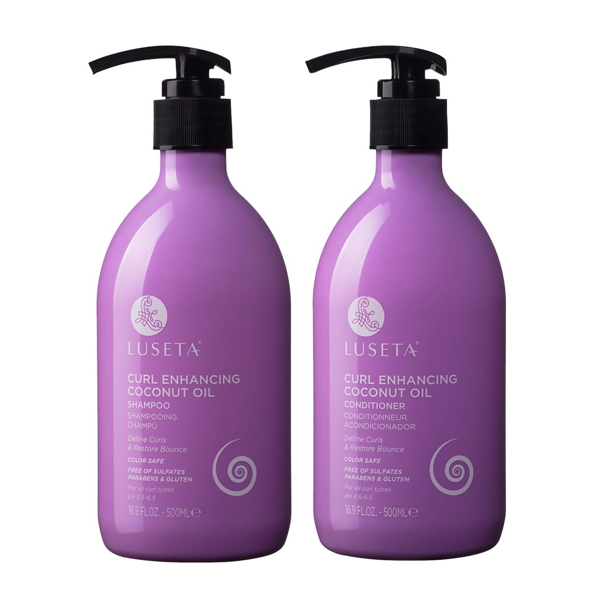 Luseta Coconut Oil Shampoo & Conditioner Set - Bouncy Curls, Frizz-Free, Repair Dry Hair!