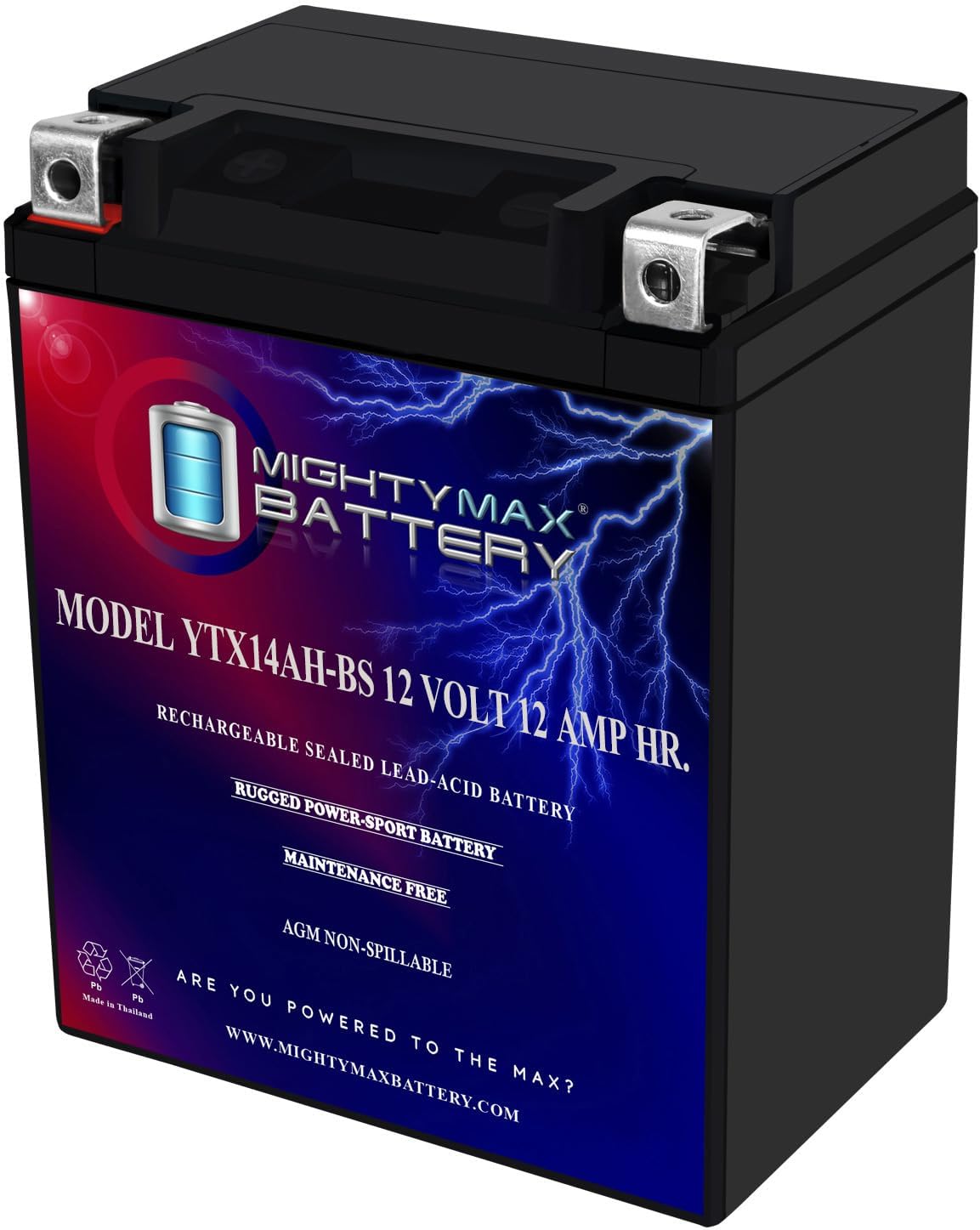 Mighty Max Battery YTX14AH-BS - Reliable 12V SLA Motorcycle Battery