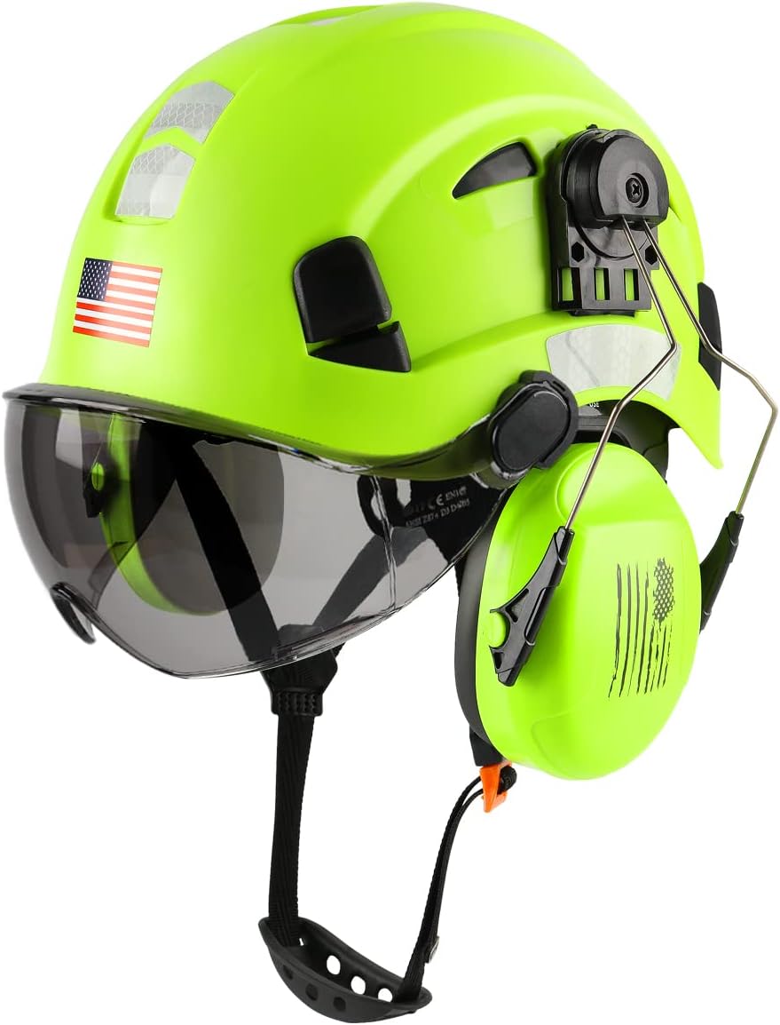 GREEN DEVIL Safety Helmet with Visor & Ear Protection