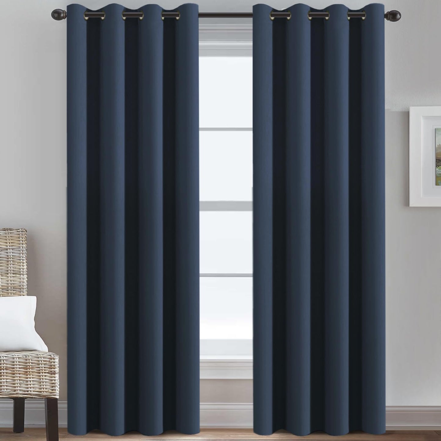 Blackout Thermal Curtain, Navy Blue - 52'W x 96'L