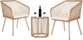 Outdoor Bistro Set Rattan 3-Piece Patio Conversation Set - Modern