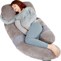 60 in Pregnancy Pillow Velvet Grey - Detachable U Shaped Maternity