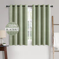 Linen Texture Blackout Curtains Sage Green - Room Darkening