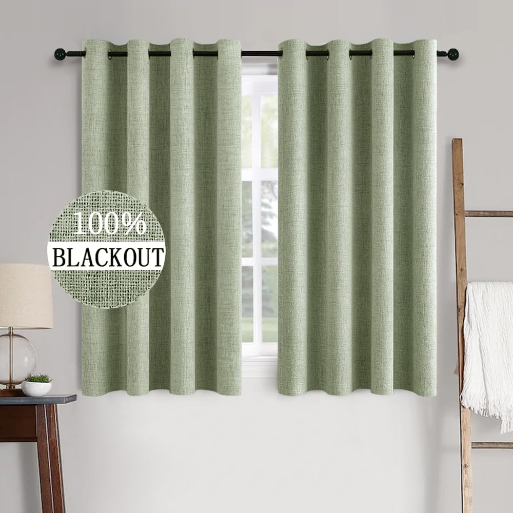 MIULEE Linen Texture Blackout Curtains for Bedroom and Living Room