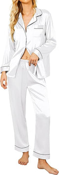 Silk Satin Pajamas for Women Long Sleeve Set - Soft Button Down
