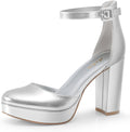 Closed Toe Platform Heels for Women - 4in Block Heels