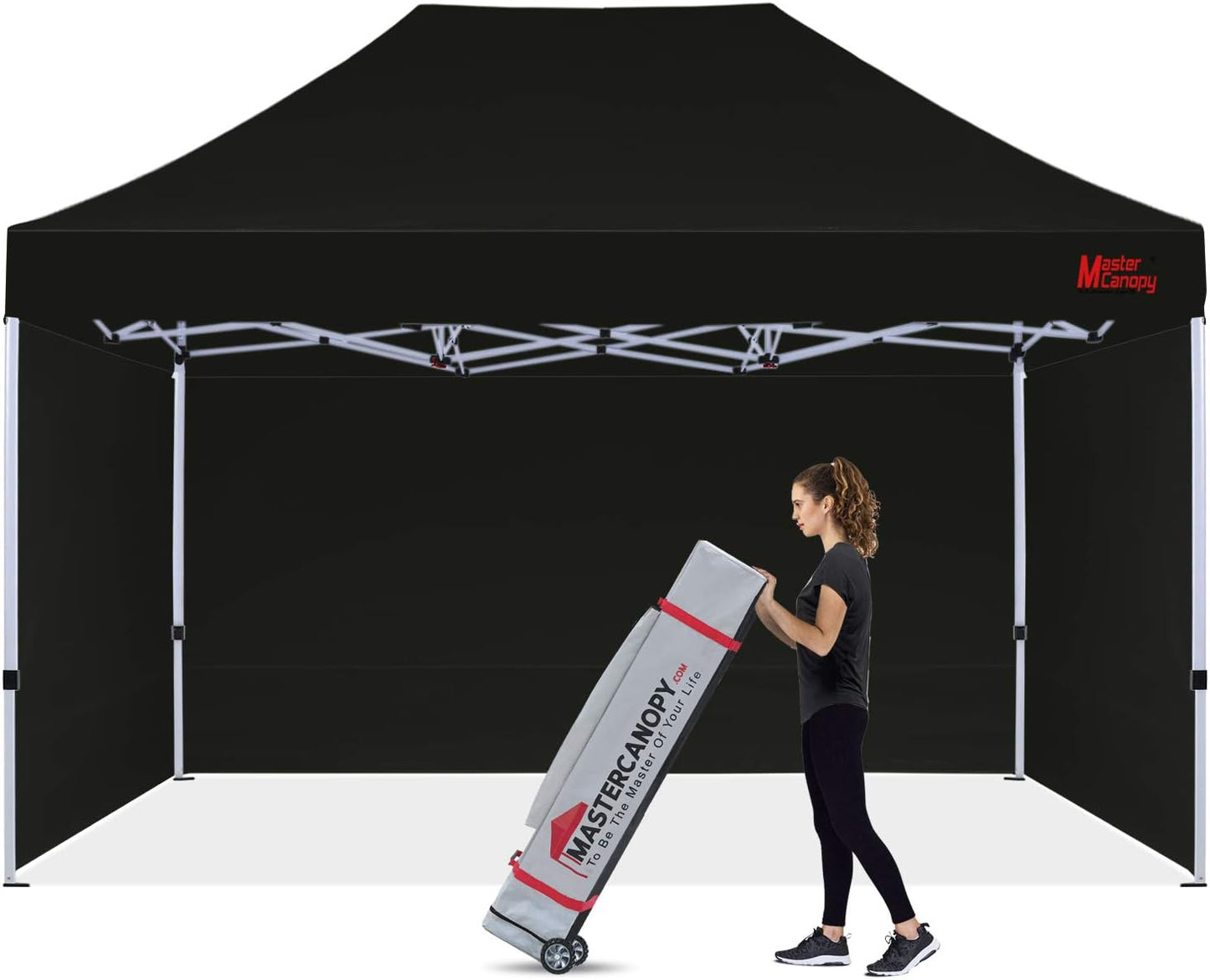 10x15 Black Pop-Up Canopy Tent - Heavy Duty & Sidewalls