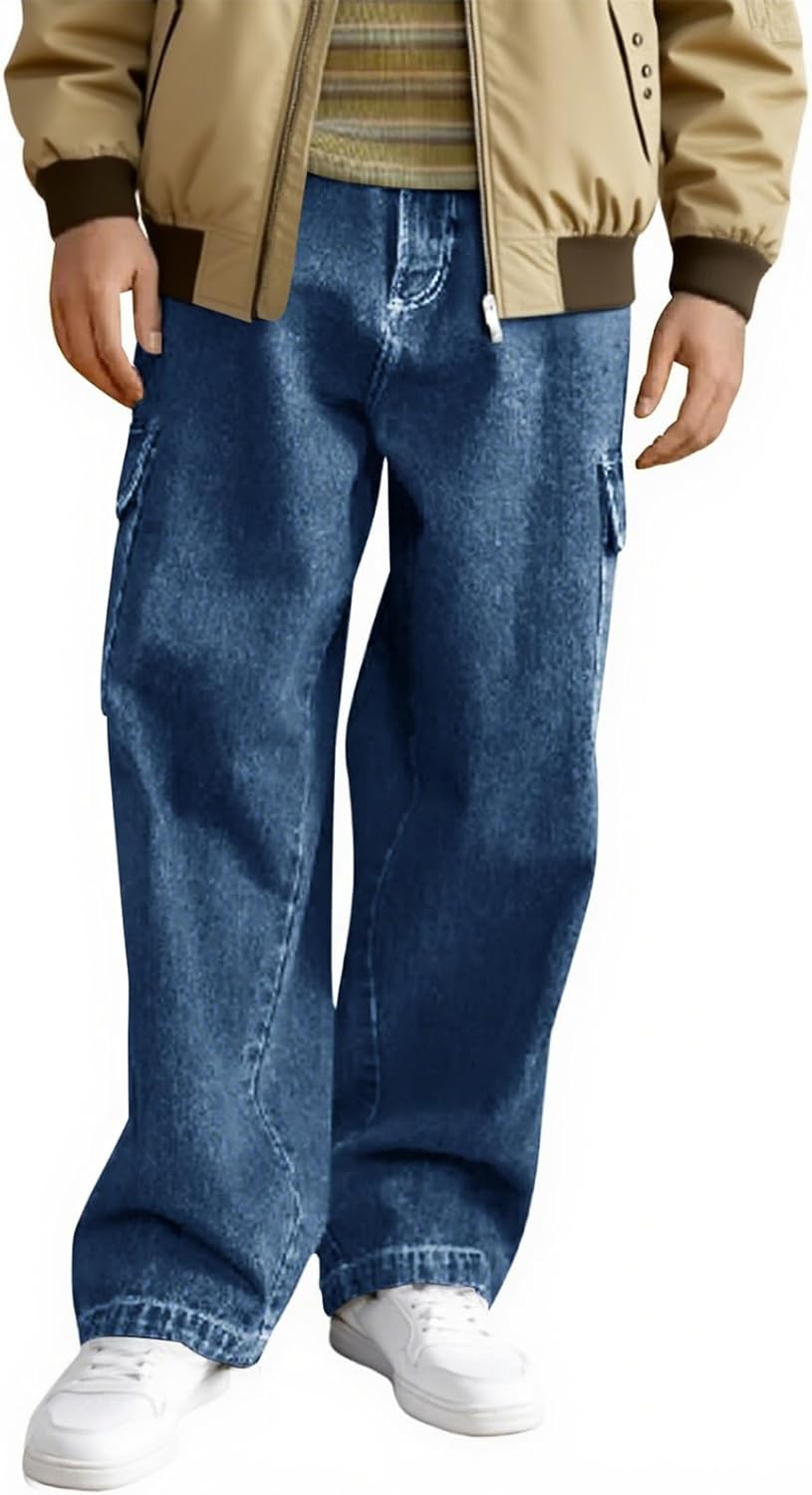 Haloumoning Boys Cargo Baggy Pants with Elastic Waist Design