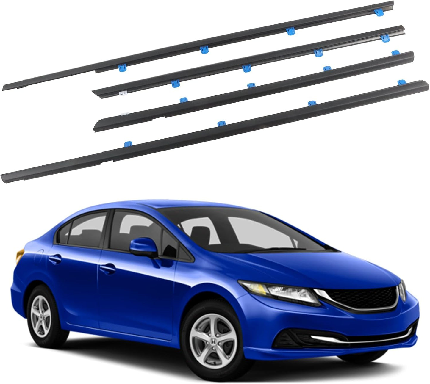 4Pcs Weatherstrip Window Moulding Trim Seal for Honda Civic