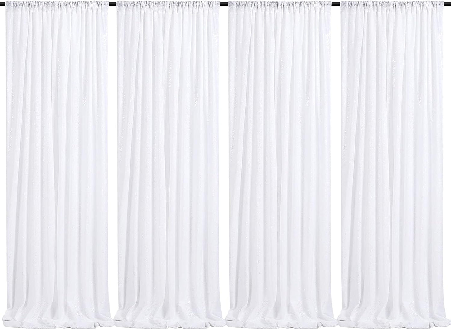 White Sequin Backdrop Curtain 4 Pack for Parties and Weddings