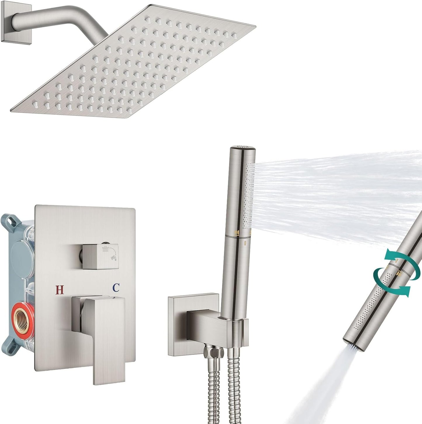 Aolemi Shower System with Rainfall Head and Handheld Sprayer