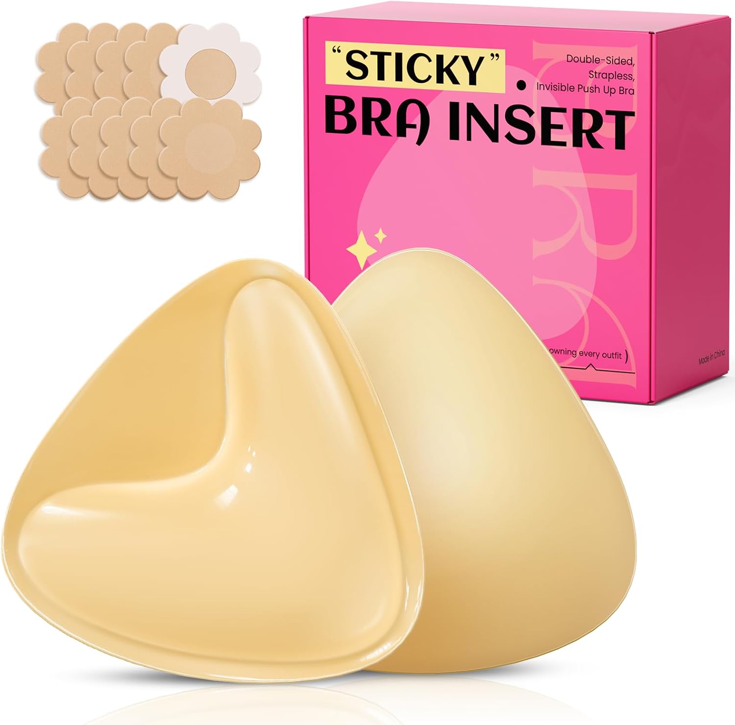 Double Sided Sticky Bra Inserts for Large Breasts - Beige