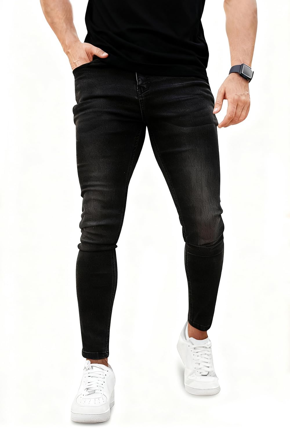 GINGTTO Men's Skinny Jeans: Stylish Ripped Tapered Fit