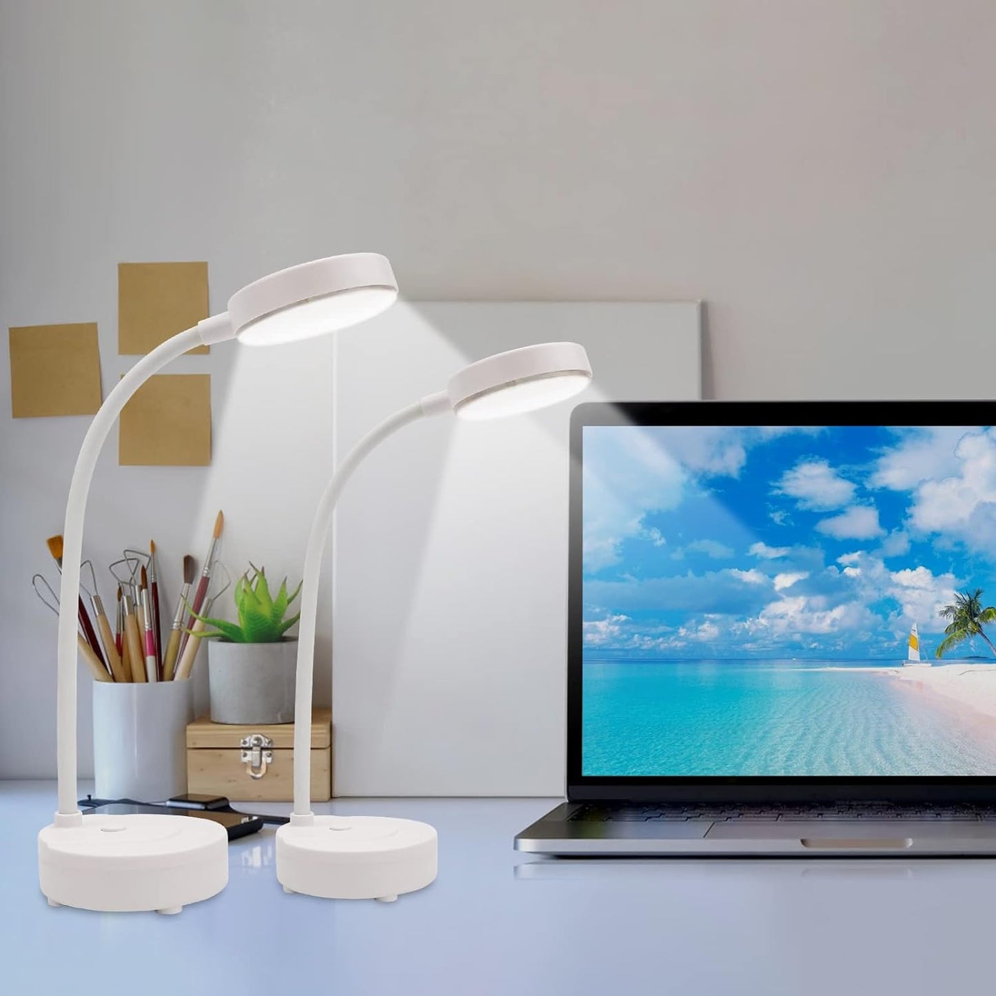 Adjustable Gooseneck LED Desk Lamps x2: 3 Brightness Levels