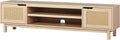 Modern Rattan-Door TV Stand, Coastal Oak