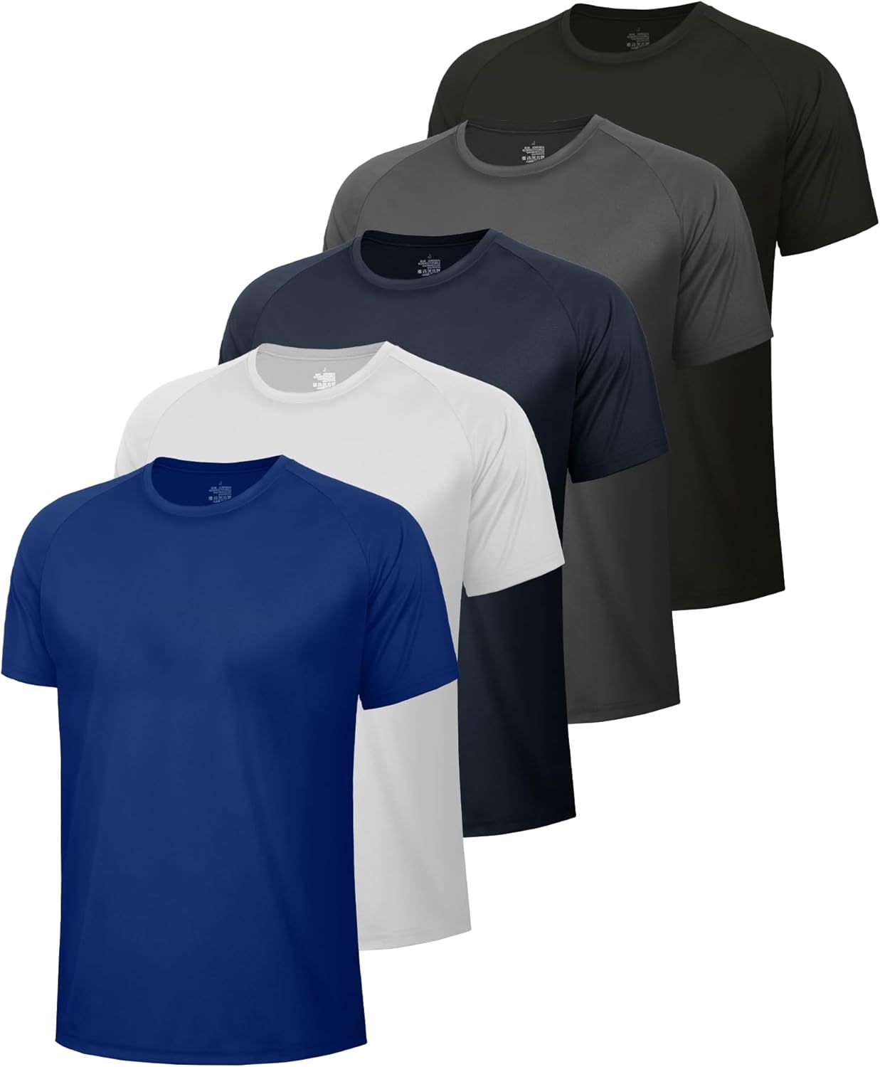 5 Pack Workout Shirts for Men - Quick Dry Athletic T-Shirts