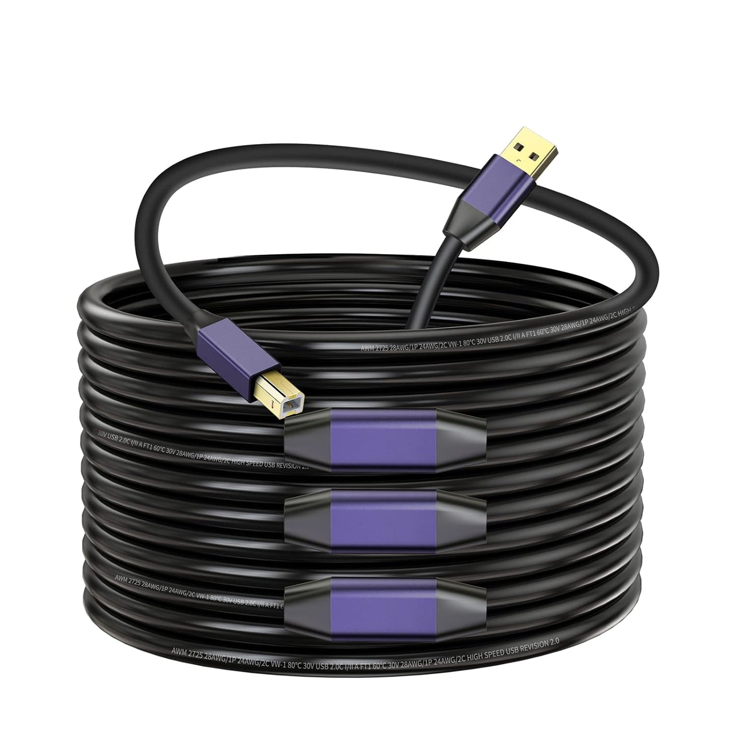 LDKCOK Active USB 2.0 Printer Cable 100ft for High-Speed Printing