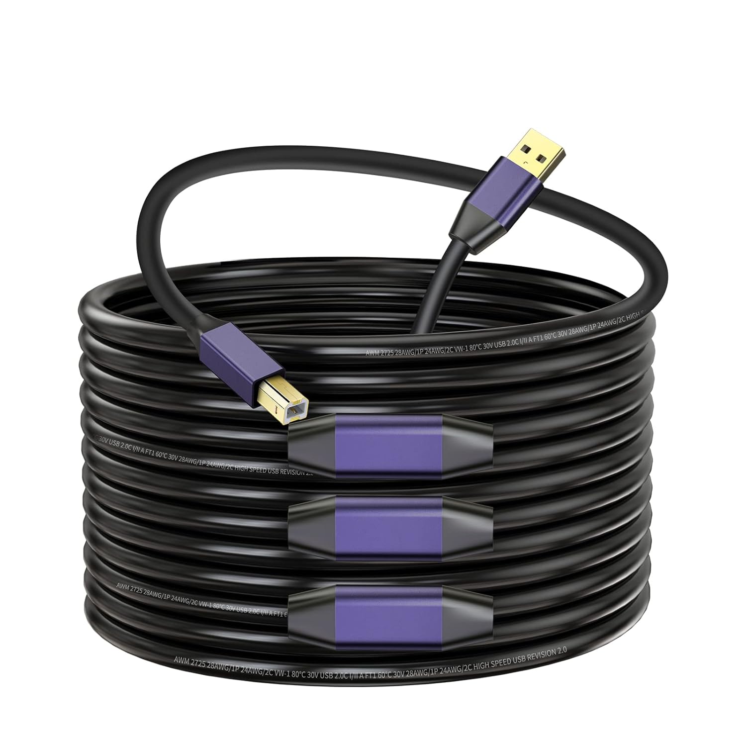 LDKCOK Active USB 2.0 Printer Cable 100ft for High-Speed Printing