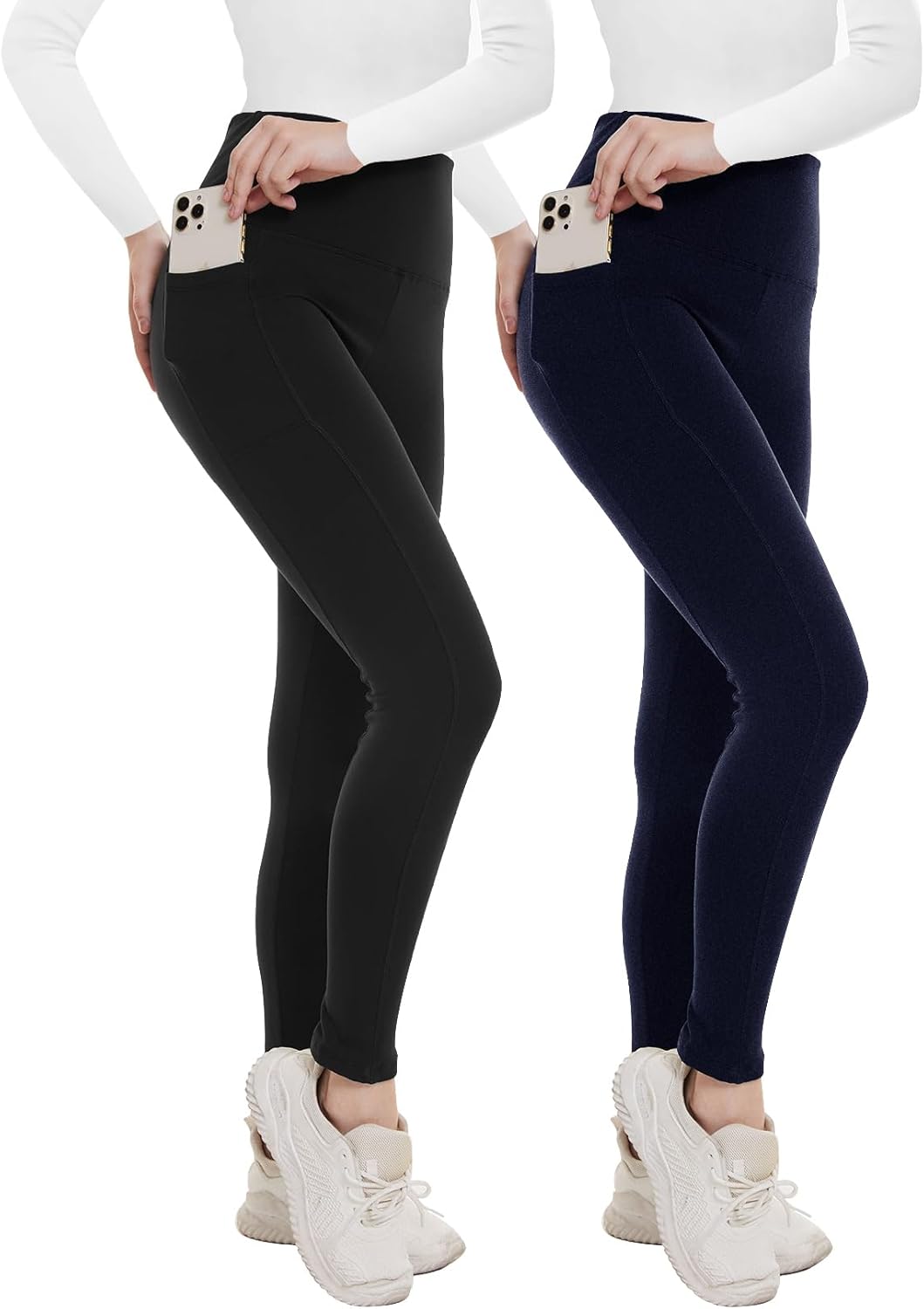 Fleece Lined Leggings for Women - Thermal Winter Tights Set