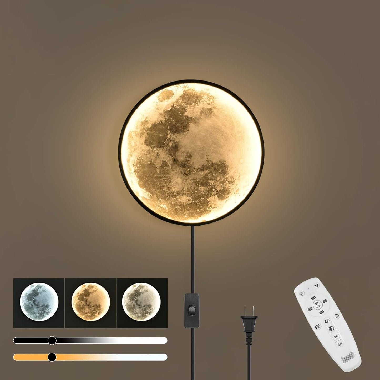 Modern LED Moon Wall Sconce with Remote Control for Home