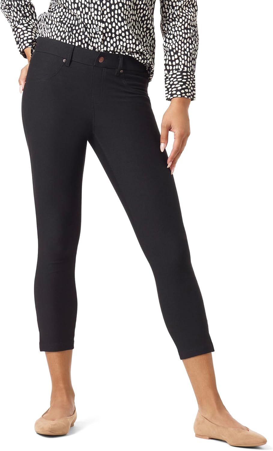 HUE Women's Ankle Slit Essential Denim Capri Leggings Review