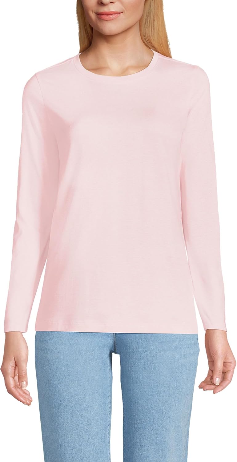 Relaxed Supima Cotton Long Sleeve Crew Neck T-Shirt for Women