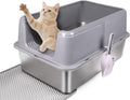 Stainless Steel Cat Litter Box for Big Cats - XL Enclosed Pan