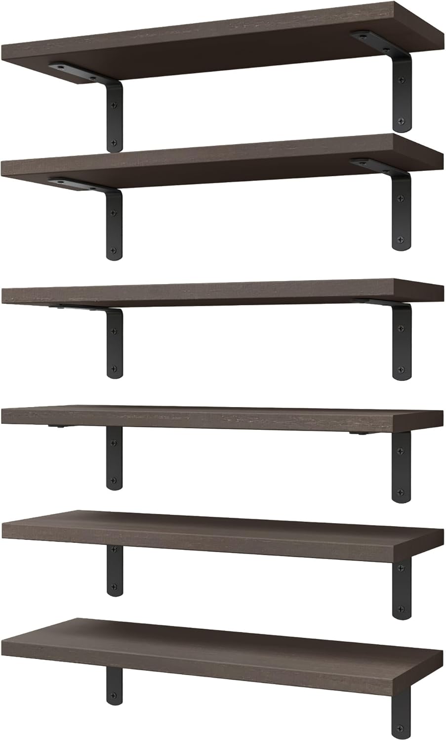 WOPITUES Wood Floating Shelves Set of 6 for Stylish Storage