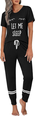 Ekouaer Womens Pajama Set 2-Piece Short Sleeve Lounge Joggers - Soft