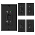 GFCI Outlet 20 Amp Black 5 Pack - Self-Test Tamper Resistant