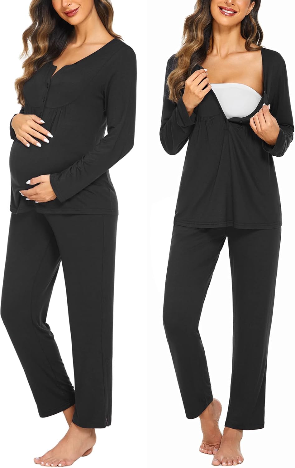Ekouaer Maternity Nursing Pajama Sets for Comfortable Sleep