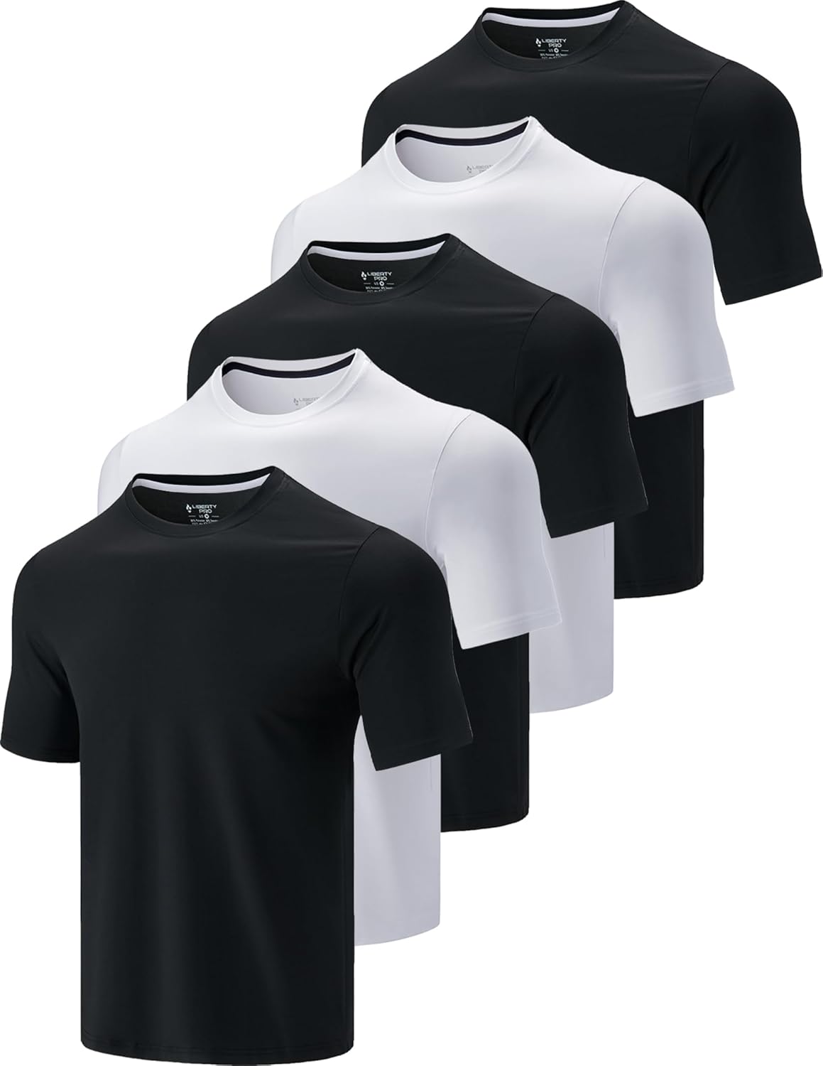 5 Pack Mens Active Quick Dry Crew Neck T Shirts for Workouts
