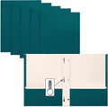 Teal Paper 2-Pocket Folders with Prongs, 50 Pack - Durable Matte