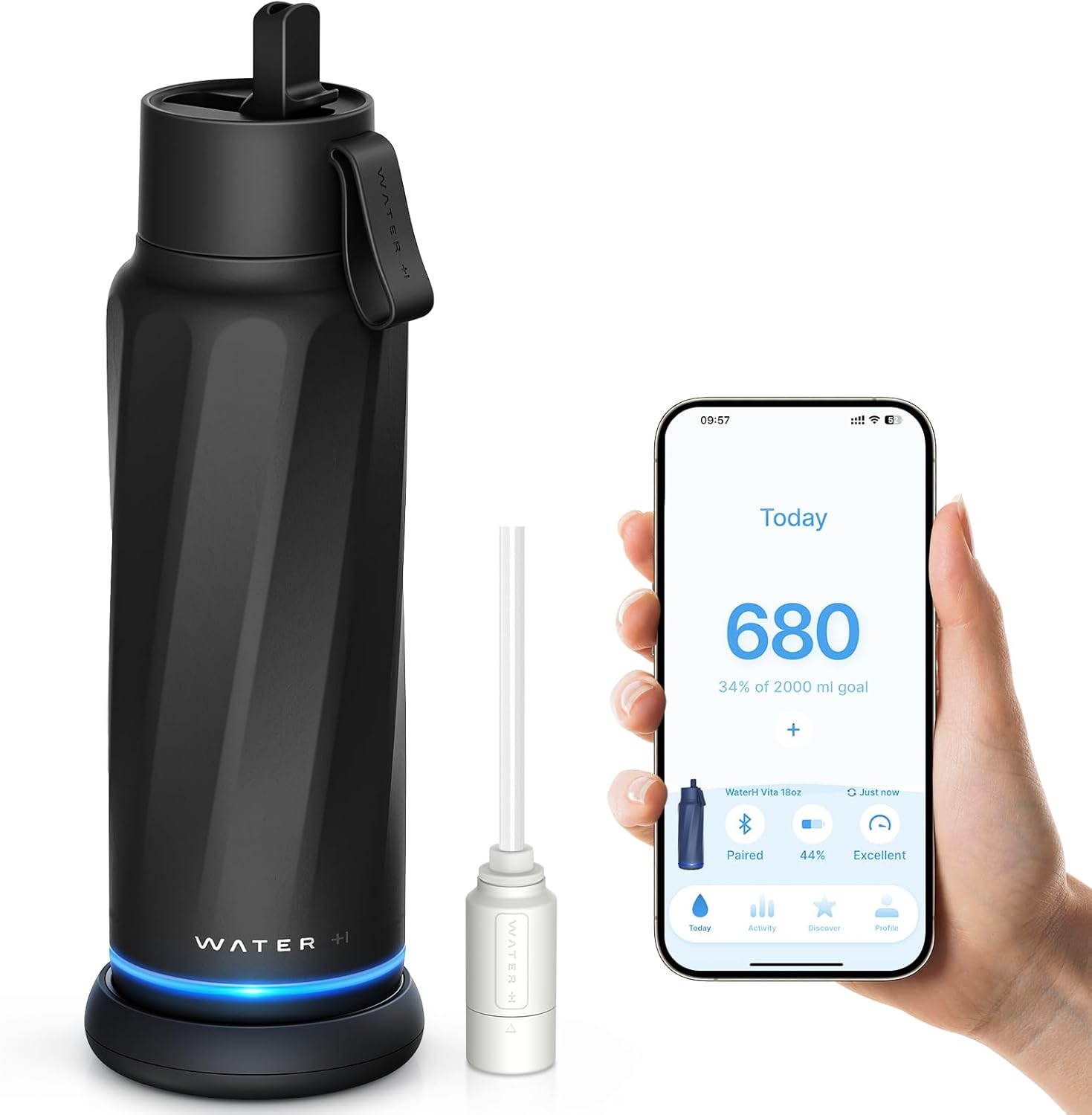 Vita Smart Water Bottle with Reminder to Drink Water - BPA-Free