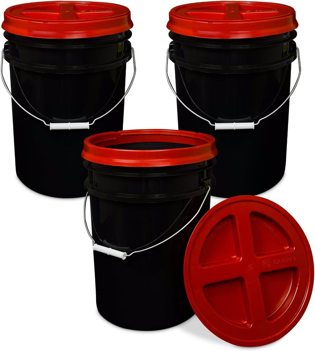5 Gallon Black Bucket with Gamma Seal Lid for Food Storage