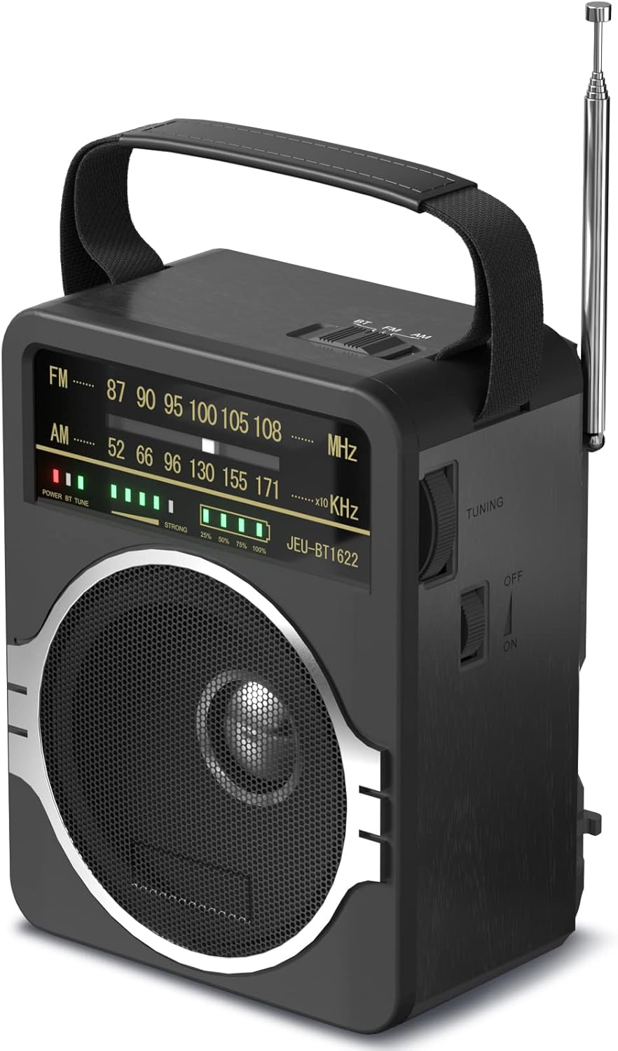 Portable AM FM Radio with Bluetooth 5.0 and Loud Speaker
