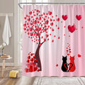 Cute Cat Heart Shower Curtain for Lovebirds