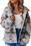 Heltapy Womens Aztec Shacket Jacket Loose Vintage Boho Wool Blend Coat