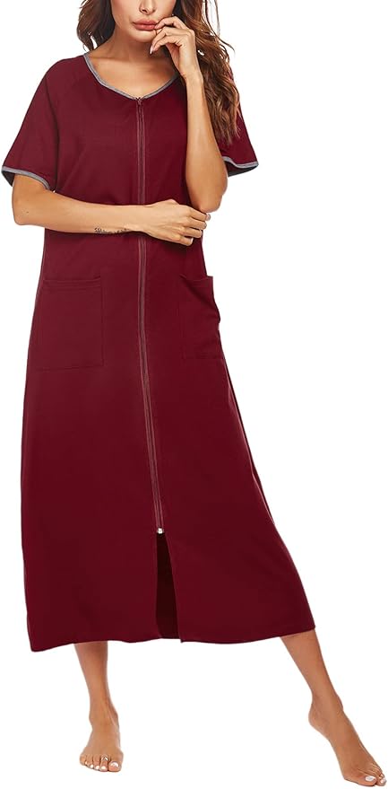 Ekouaer Women Robes Zipper Front Short Sleeve Housecoat Review