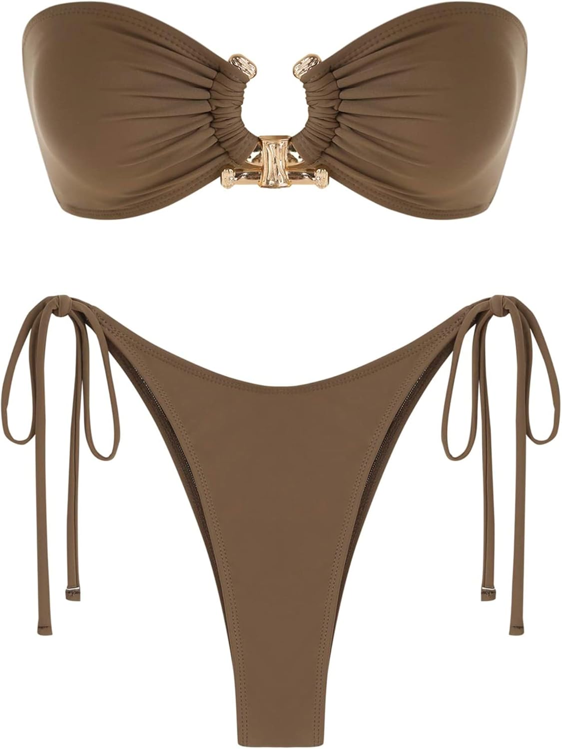 ZAFUL Metal Ring Bandeau Bikini Set for Stunning Beach Looks