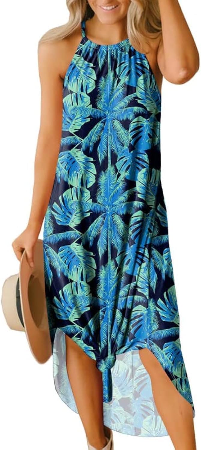 Summer Casual Halter Maxi Dress for Beach and Resort Wear