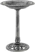 28 in Polyresin Antique Outdoor Garden Bird Bath Gray - Elegant Patio