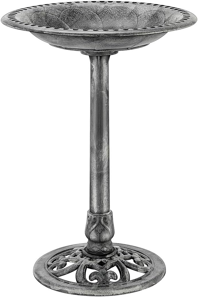 VIVOHOME 28 Inch Height Polyresin Antique Outdoor Bird Bath