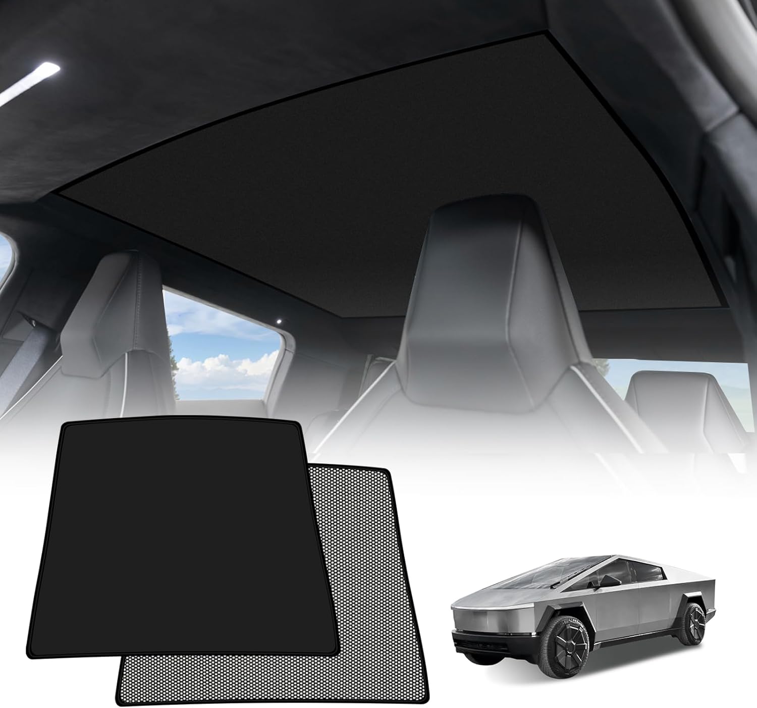 BestEvMod Foldable Roof Sunshade for 2024 2025 Tesla Cybertruck