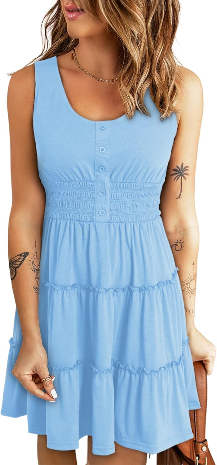 Dokotoo Womens Summer Dresses 2025 Sleeveless Casual Swing Dress