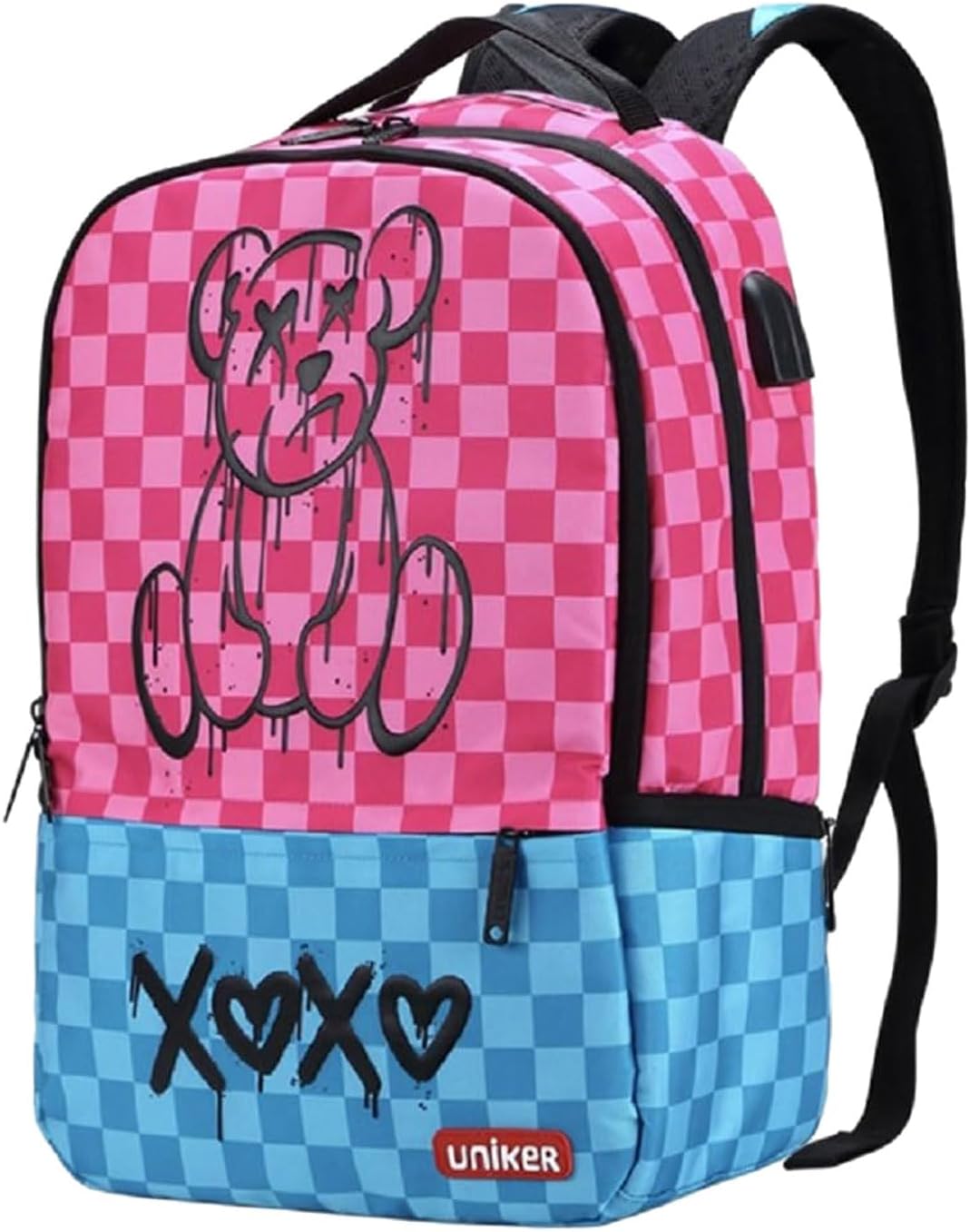 UNIKER Pink Laptop Backpack with USB Port for School Teens
