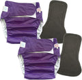 2 Pack Adult Cloth Diapers with Inserts - Purple XL Waist 39.4-53.2